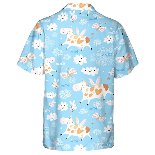 Stíl Doodle Bó Eitilte Agus Bee Sa Spéir Léine Haváís, Bronntanas Léine Haváís, Bronntanas Nollag