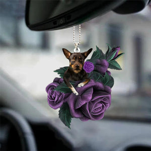 Australian Kelpie In Purple Rose Car Hanging Ornament - Best gifts your whole family