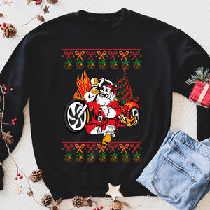 Skull Biker Santa D2 Mens Funny Xmas Sweatshirt Motorcycle Motorbike Ugly - Funny sweatshirt gifts christmas ugly sweater for men and women