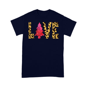 LOVE With Leopard Pattern Funny Christmas  Tee Shirt Gift For Christmas