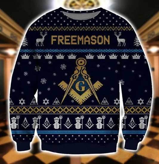 Freemason Symbol 3D Christmas Ugly Sweater, Christmas Ugly Sweater, Christmas Gift, Gift Christmas 2024