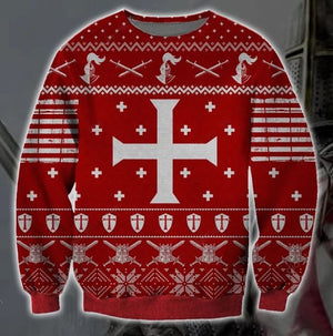 Knights Templar Knitting 3D Christmas Ugly Sweater, Christmas Ugly Sweater, Christmas Gift, Gift Christmas 2022