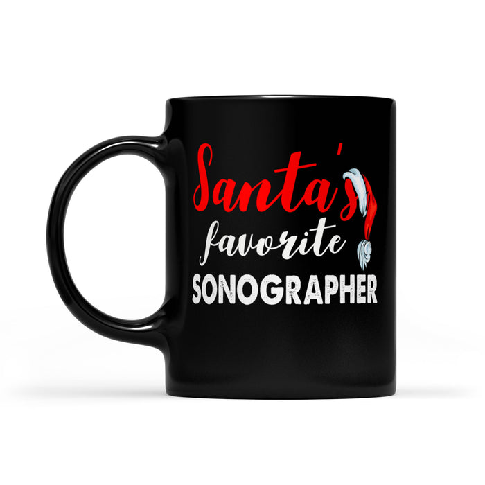 Santa's Favorite Sonographer Funny Merry Christmas Gift -   Black Mug Gift For Christmas