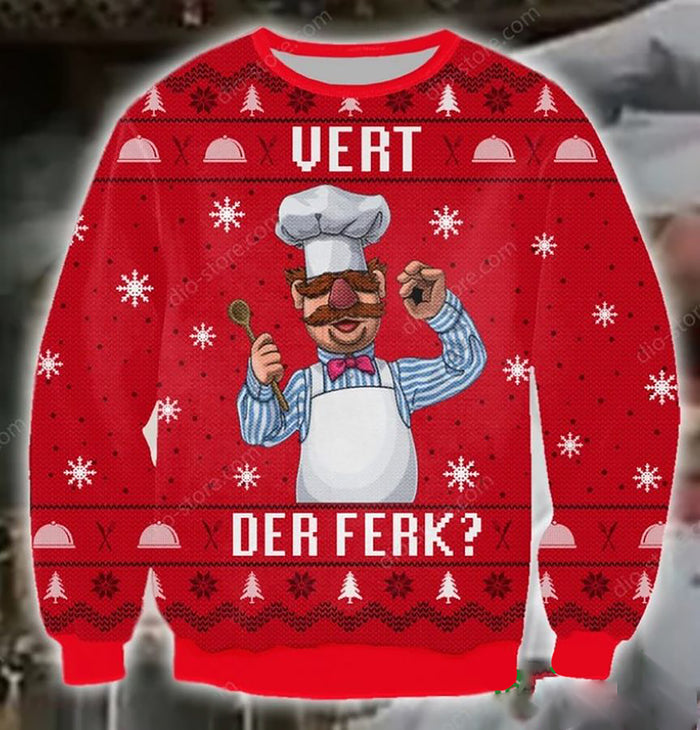 Vert Der Ferk Symbol 3D Christmas Ugly Sweater, Christmas Ugly Sweater, Christmas Gift, Gift Christmas 2022