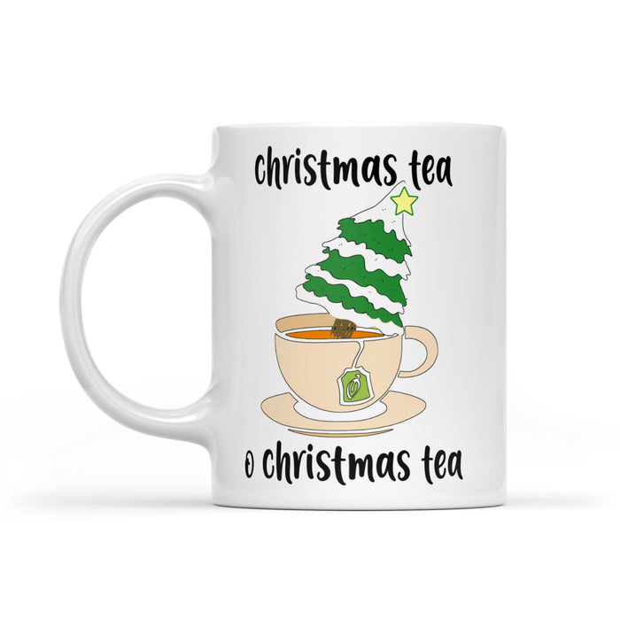 Funny Christmas Outfit - Christmas Tea Christmas Tree Pun.  White Mug Gift For Christmas