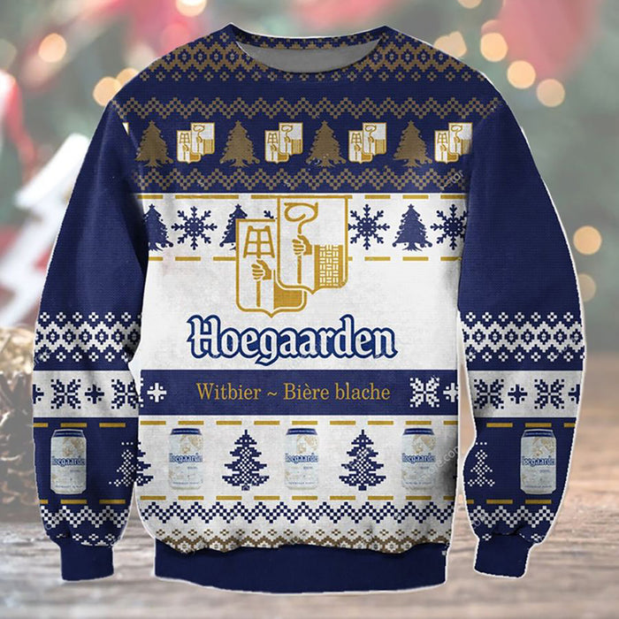 Belgian Hoegaarden Ugly Sweater Beer Drinking Christmas, Christmas Ugly Sweater, Christmas Gift, Gift Christmas 2022