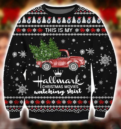 Hallmark Christmas Movies Pattern 3D Christmas Ugly Sweater, Christmas Ugly Sweater, Christmas Gift, Gift Christmas 2024