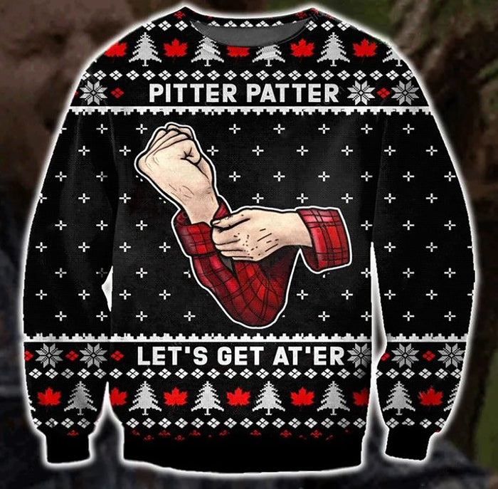 Pittter Patter 3D Christmas Ugly Sweater, Christmas Ugly Sweater, Christmas Gift, Gift Christmas 2022