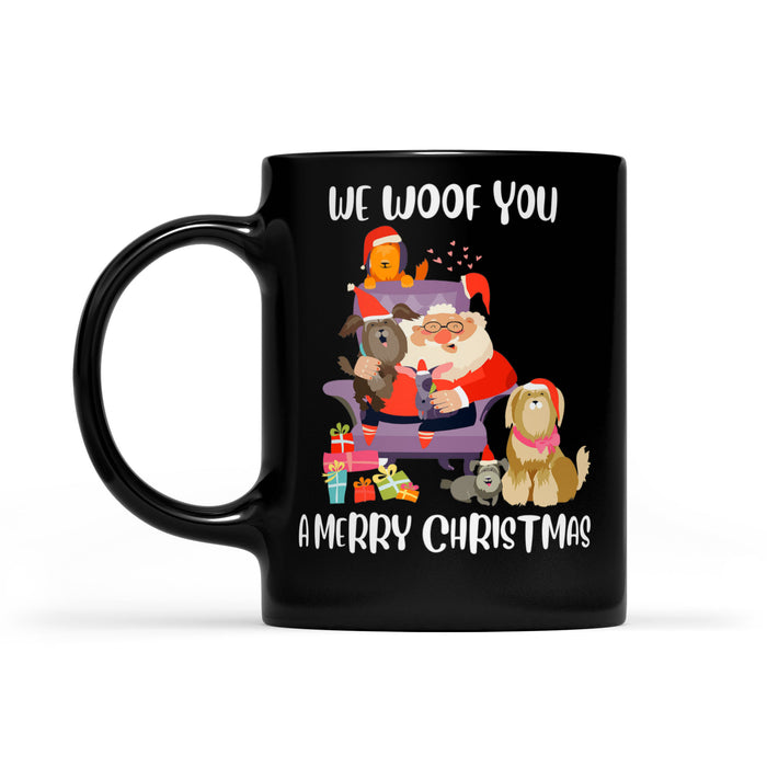 We Woof You A Merry Christmas Funny Dog Lovers Gift T-shirt -  Black Mug Gift For Christmas