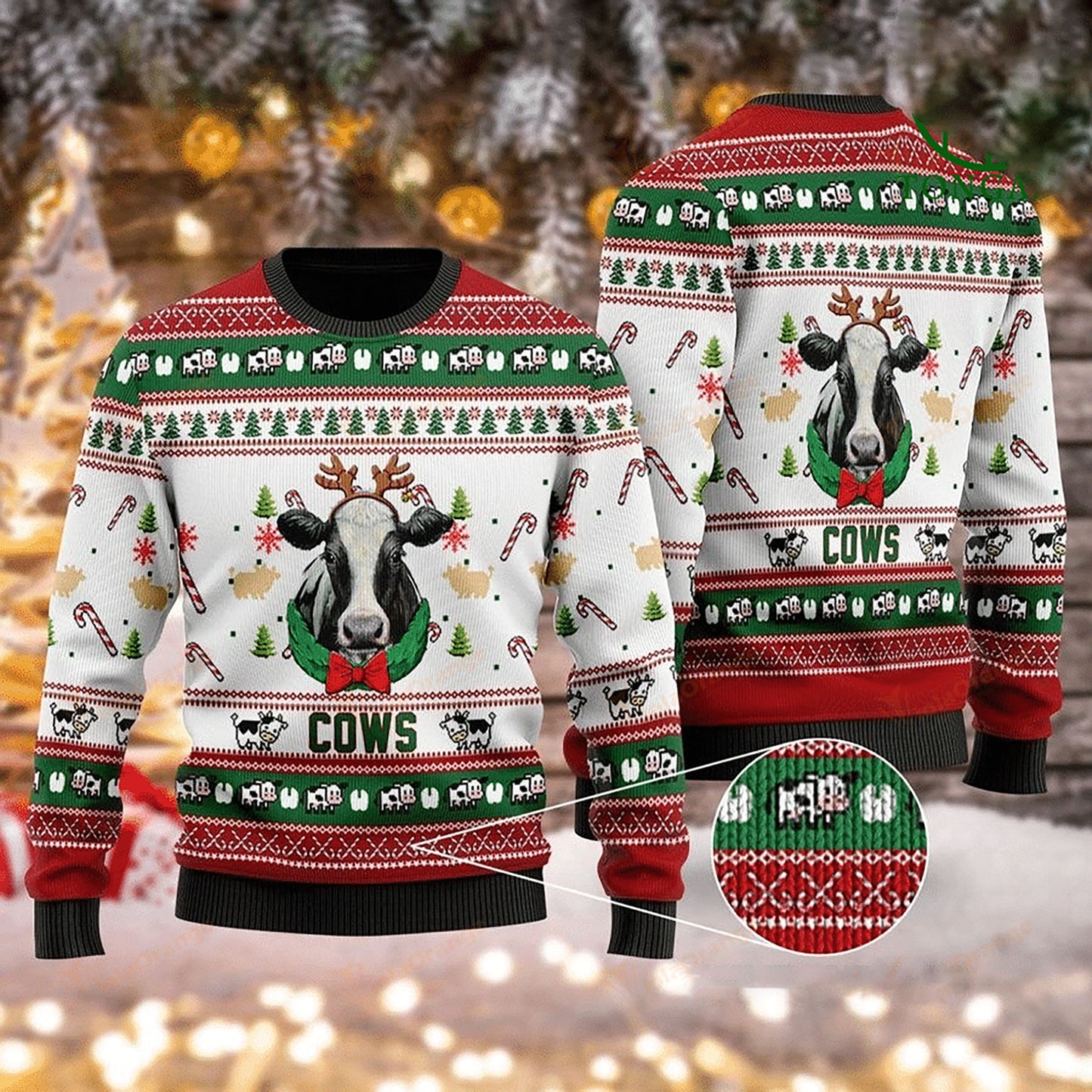 Cows Christmas Wool Sweater, Christmas Ugly Sweater, Christmas Gift, Gift Christmas 2024