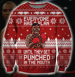 Funny Mike Tyson Pattern 3D Christmas Ugly Sweater, Christmas Ugly Sweater, Christmas Gift, Gift Christmas 2022
