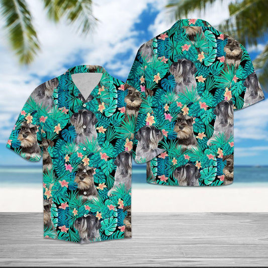 Spring Season Miniature Schnauzer Tropical Jungle Design Hawaiian Shirt, Hawaiian Shirt Gift, Christmas Gift