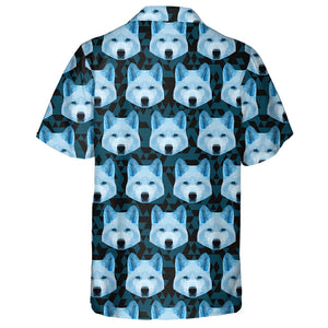 Abstract Polygonal Geometric Cat On Black Hawaiian Shirt, Hawaiian Shirt Gift, Christmas Gift