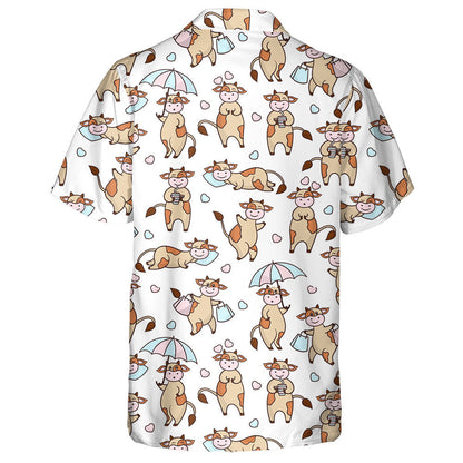 Cartoon Funny Cow Beige With Brown Spots Hawaiian Shirt, Hawaiian Shirt Gift, Christmas Gift