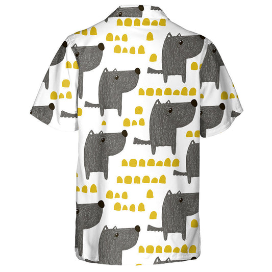 Mac Tíre Liath Tarraingthe Láimhe San Fhoraois Léine Haváís Stíl Chartúin, Bronntanas Léine Haváíais, Bronntanas Nollag