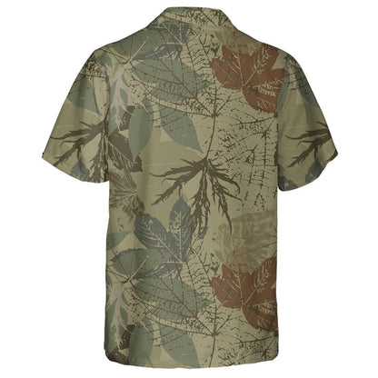 Antique Dark Green Fall Leaf Roots Camo Pattern Hawaiian Shirt, Hawaiian Shirt Gift, Christmas Gift