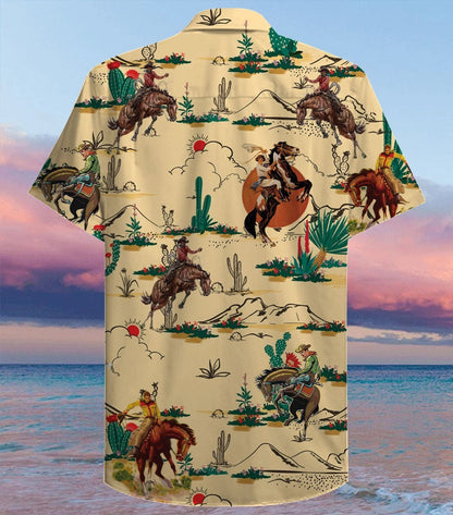 Life Of Cowboy On Wheat Color Design Hawaiian Shirt, Hawaiian Shirt Gift, Christmas Gift
