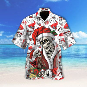 Christmas Skull Santa Claus Hawaiian Shirt, Hawaiian Shirt Gift, Christmas Gift