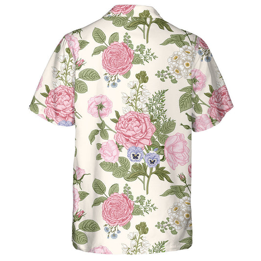 Gairdín Blooming Rós Rós Láimhe Tarraingthe Dearadh Téamacha Léine Haváí, Bronntanas Léine Haváíais, Bronntanas Nollag