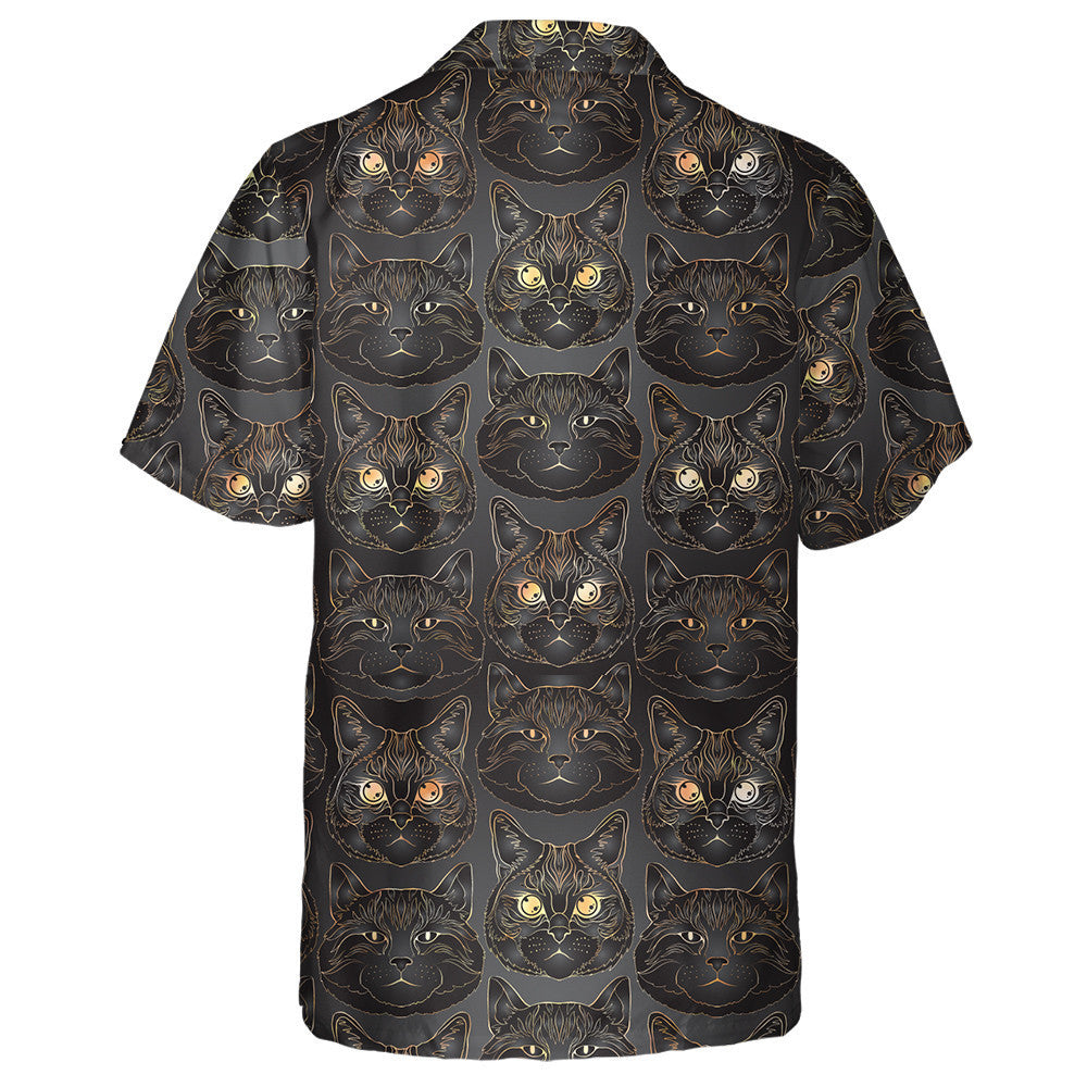 Cats Rose Gold Colors On Black Background Hawaiian Shirt, Hawaiian Shirt Gift, Christmas Gift