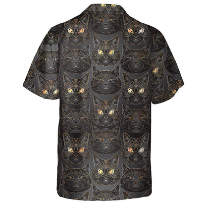 Cats Rose Gold Colors On Black Background Hawaiian Shirt, Hawaiian Shirt Gift, Christmas Gift