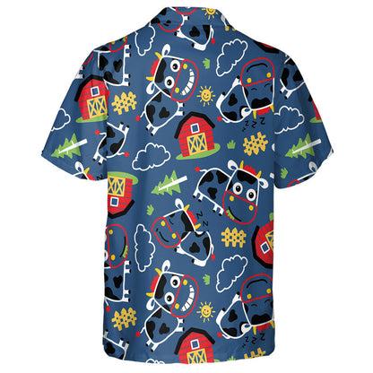 Farm Field Theme Set Cow And Barn Hawaiian Shirt, Hawaiian Shirt Gift, Christmas Gift