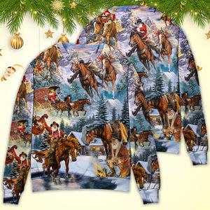 Christmas Santa Claus Riding Horse Snow Mountain Art Style Ugly Christmas Sweater, Christmas Gift, Gift Christmas 2024