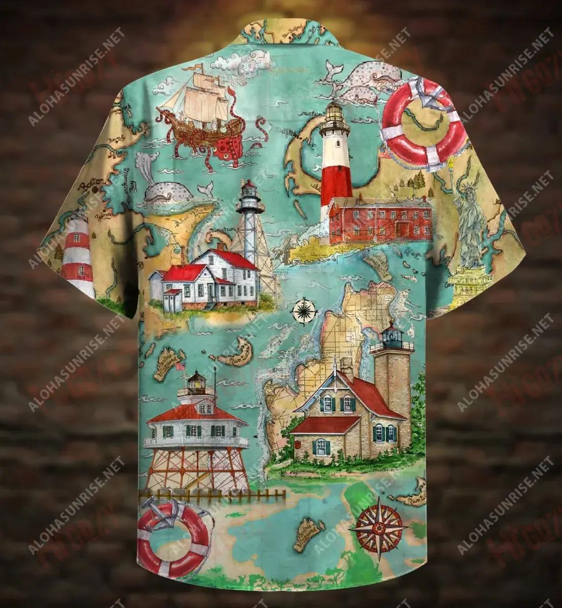 Lighthouse Guide Me Around The World Unisex Hawaiian Shirt Vacation Short Sleeve Vintage Hawaiian Shirts Funny Hawaiian Shirts, Hawaiian Shirt Gift, Christmas Gift
