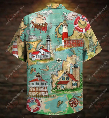 Lighthouse Guide Me Around The World Unisex Hawaiian Shirt Vacation Short Sleeve Vintage Hawaiian Shirts Funny Hawaiian Shirts, Hawaiian Shirt Gift, Christmas Gift