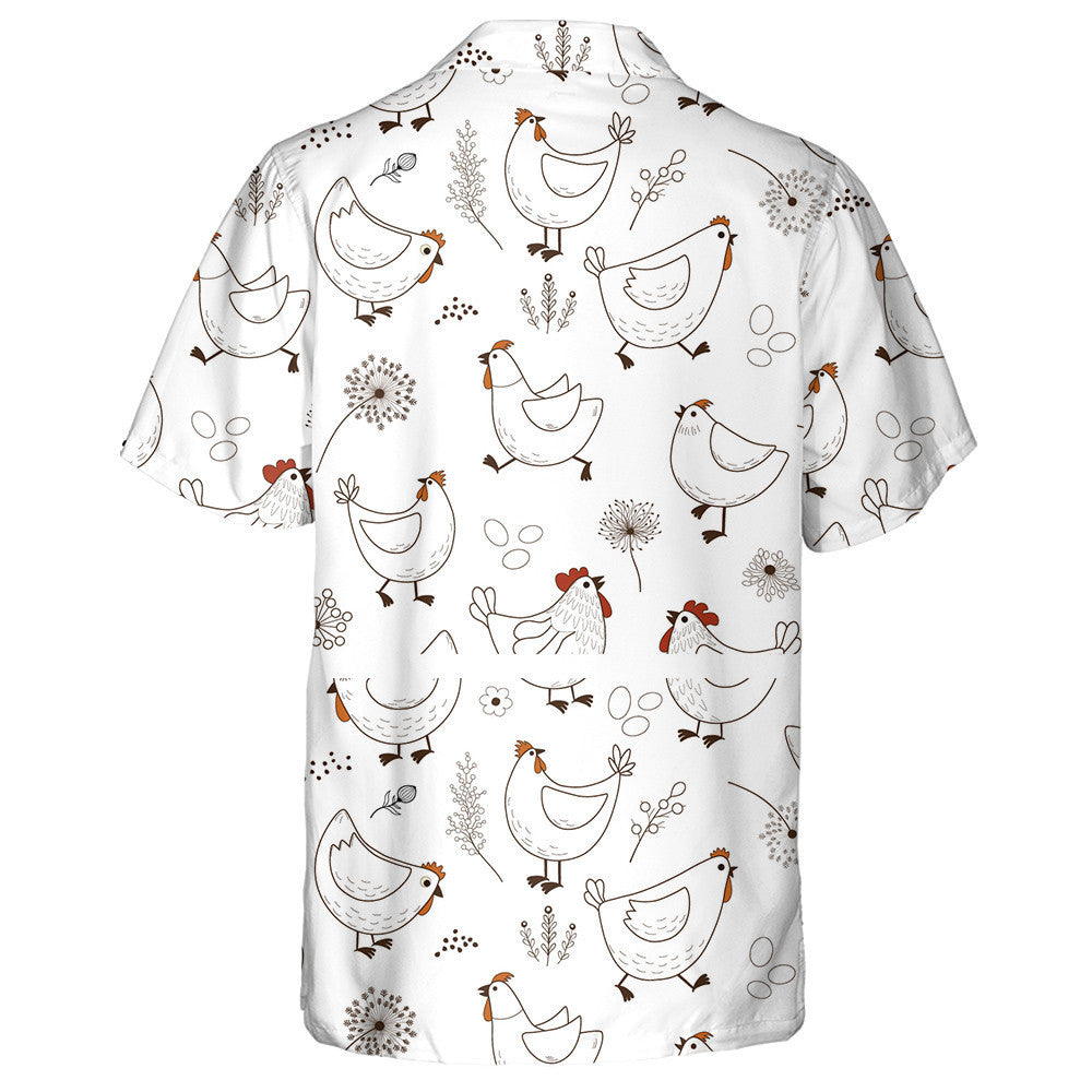 Funny Chicken With Egg Leaf And Dandelion Hawaiian Shirt, Hawaiian Shirt Gift, Christmas Gift
