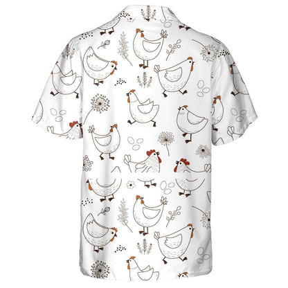 Funny Chicken With Egg Leaf And Dandelion Hawaiian Shirt, Hawaiian Shirt Gift, Christmas Gift