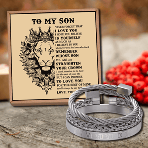 Mom To Son - Believe In Yourself Roman Numeral Bracelet Set