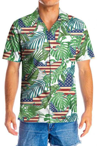USA Flag Design Hawaiian Shirt Tropical American Eagle,Hawaiian Shirt Gift, Christmas Gift