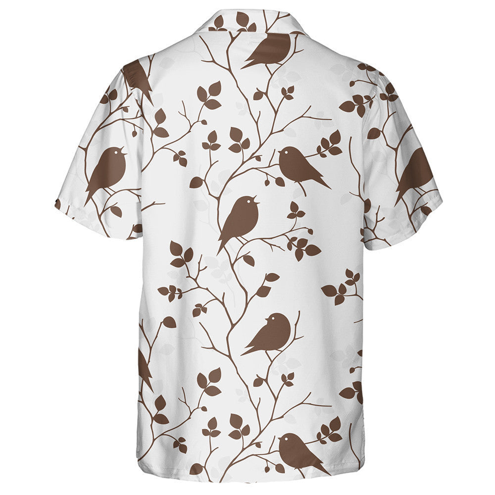 Silhouette Birds Sitting On Tree Branch Hawaiian Shirt,Hawaiian Shirt Gift, Christmas Gift