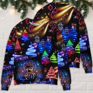 Christmas Neon Art Santa And Snowman Ugly Christmas Sweater, Christmas Ugly Sweater, Christmas Gift, Gift Christmas 2024