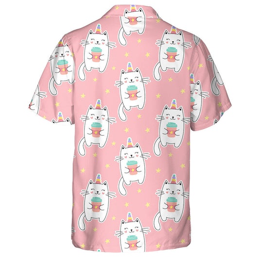 Sweet Cat Unicorn And Cup Of Coffee Hawaiian Shirt,Hawaiian Shirt Gift, Christmas Gift