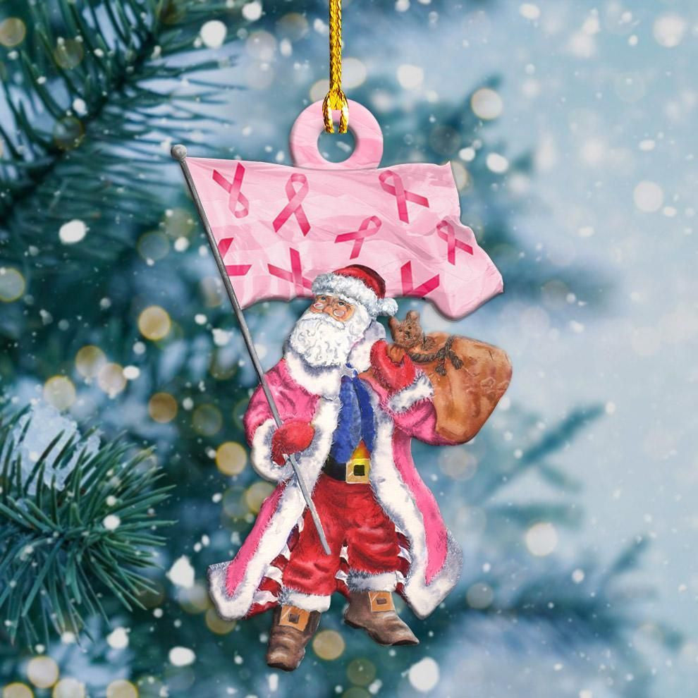 Breast Cancer - Santa Shape Ornament, Christmas Ornament Gift, Christmas Gift, Christmas Decoration
