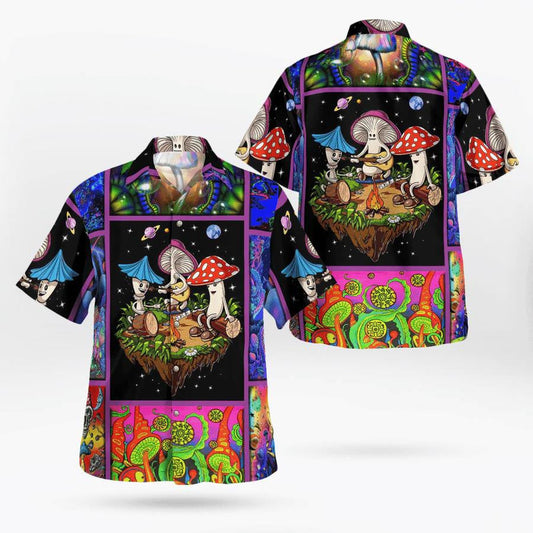 Mushroom Asteroid On Island In Space Design Hawaiian Shirt,Hawaiian Shirt Gift, Christmas Gift