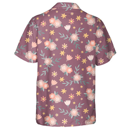 Cartún gleoite Bláthanna Beaga Agus Duilleoga ar Dhearadh Corcra Léine Haváís, Bronntanas Léine Haváís, Bronntanas Nollag