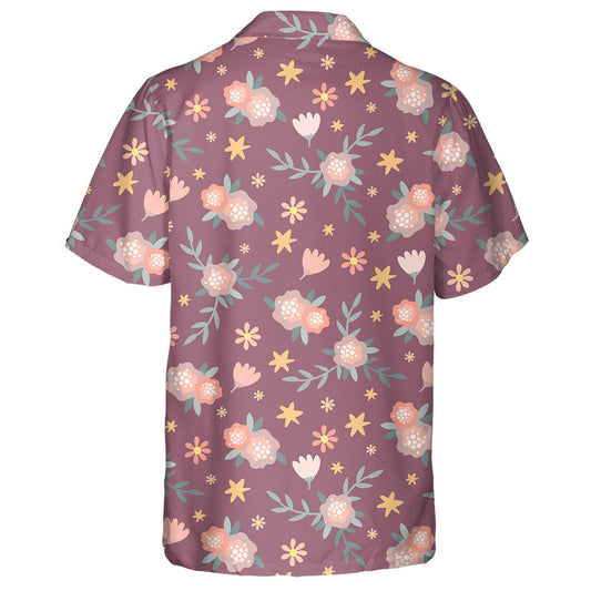 Cartún gleoite Bláthanna Beaga Agus Duilleoga ar Dhearadh Corcra Léine Haváís, Bronntanas Léine Haváís, Bronntanas Nollag