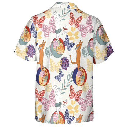 Cats On Balls Catching Butterflies And Flower Hawaiian Shirt, Hawaiian Shirt Gift, Christmas Gift
