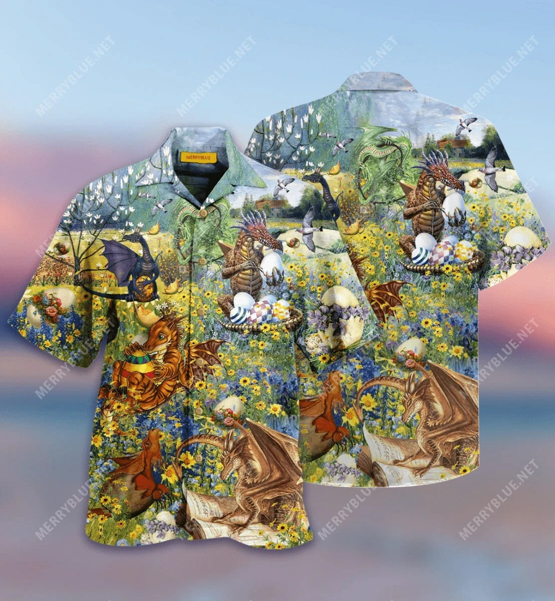 Happy Easter Finding Dragon Design Hawaiian Shirt, Hawaiian For Gift