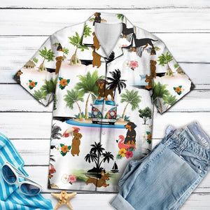 Hippie Van Dachshund Dog Enjoy The Vacation On Island Hawaiian Shirt, Hawaiian Shirt Gift, Christmas Gift