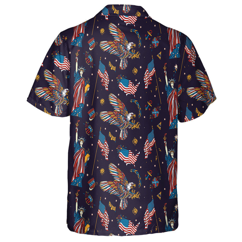 Siombailí na Stát Aontaithe Statue Saoirse Patrún Bratach an Iolair Léine Haváís, Bronntanas Léine Haváíais, Bronntanas Nollag