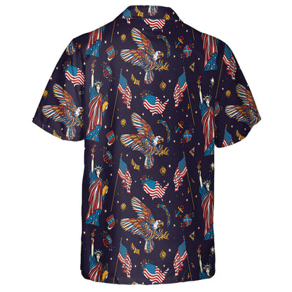 Siombailí na Stát Aontaithe Statue Saoirse Patrún Bratach an Iolair Léine Haváís, Bronntanas Léine Haváíais, Bronntanas Nollag