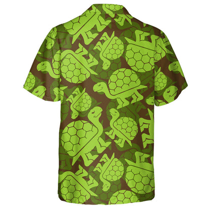 Green Turtle Military Army Animal Background Hawaiian Shirt, Hawaiian Shirt Gift, Christmas Gift