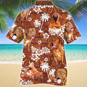 Dogue De Bordeaux Dog Pattern Tribal Design Hawaiian Shirt, Hawaiian Shirt Gift, Christmas Gift