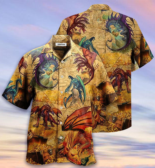 Magic Dragon And Gold Nice Ornamental Hawaiian Shirt, Hawaiian Shirt Gift, Christmas Gift