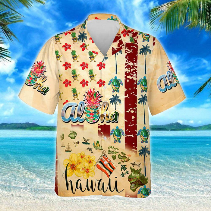 Aloha Summer Vibes Flowers And Leaves On Beige Background Hawaiian Shirt, Hawaiian Shirt Gift, Christmas Gift