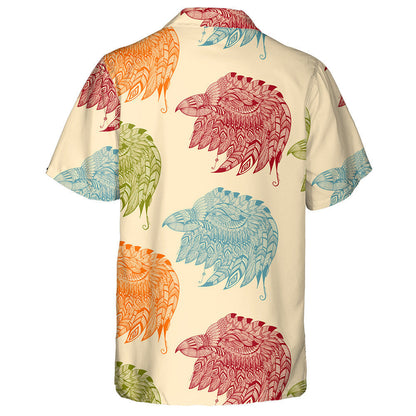 Colorful Ethnic Ornamental Eagle Heads Hawaiian Shirt, Hawaiian For Gift